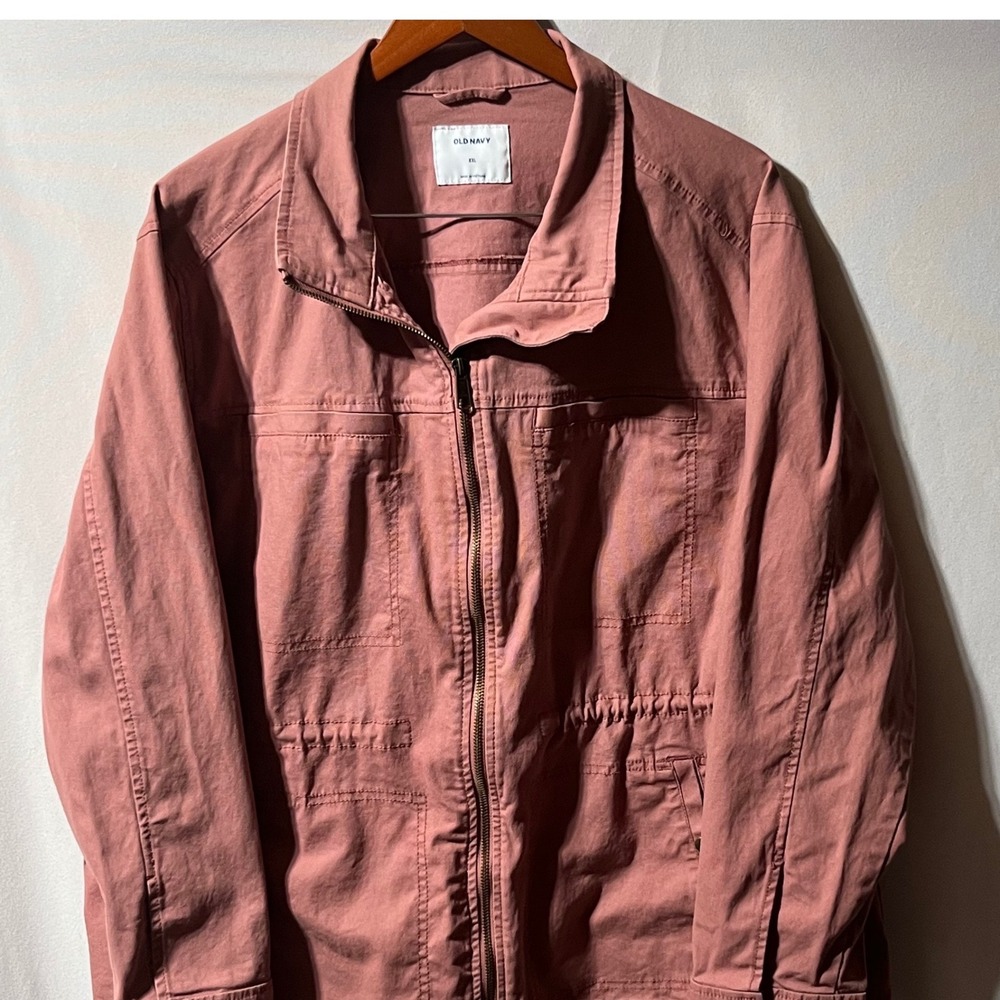 Old Navy Womens XXL Dusty Rose Pink Utility Field Jacket Cinched Waist Full Zip